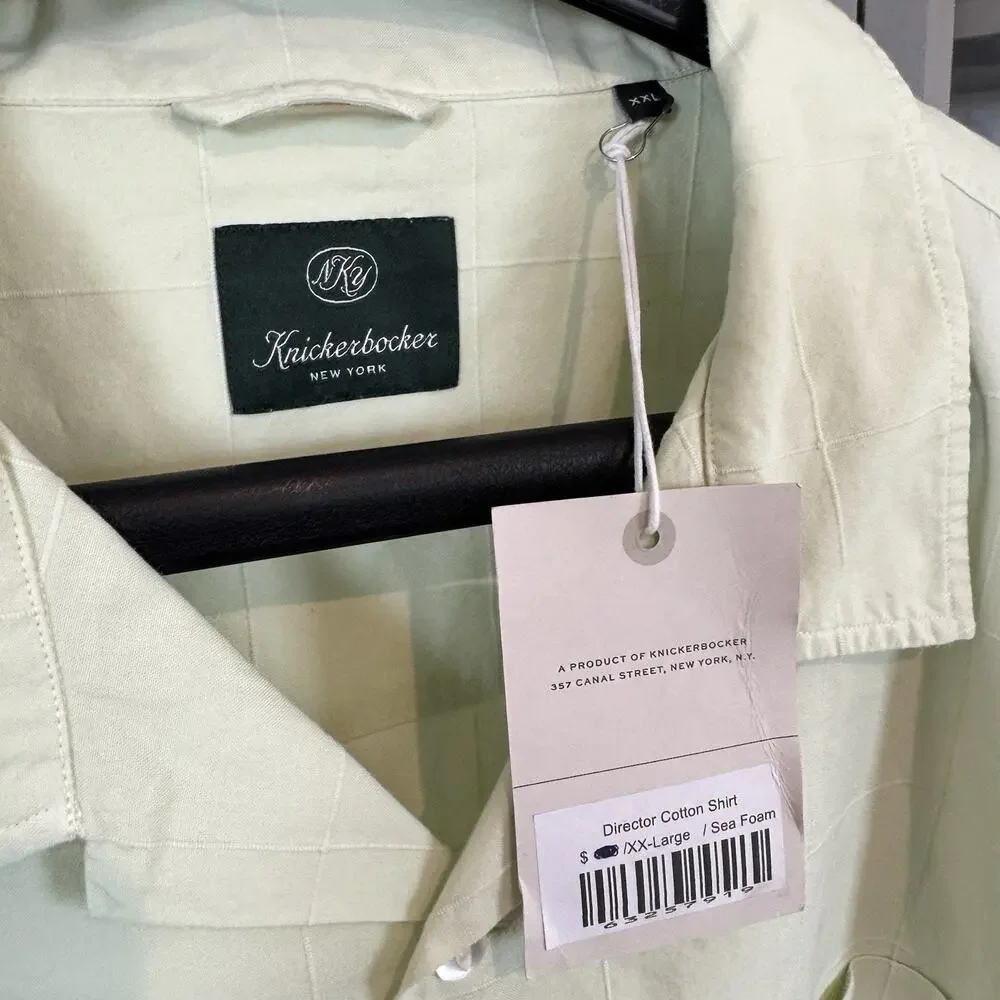 Knickerbocker Director Cotton Sea Foam Short Sleeve Button Up Shirt XXL 2XL NEW